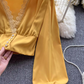 Lantern sleeve slim waist slimming long sleeves blouses ,YM138