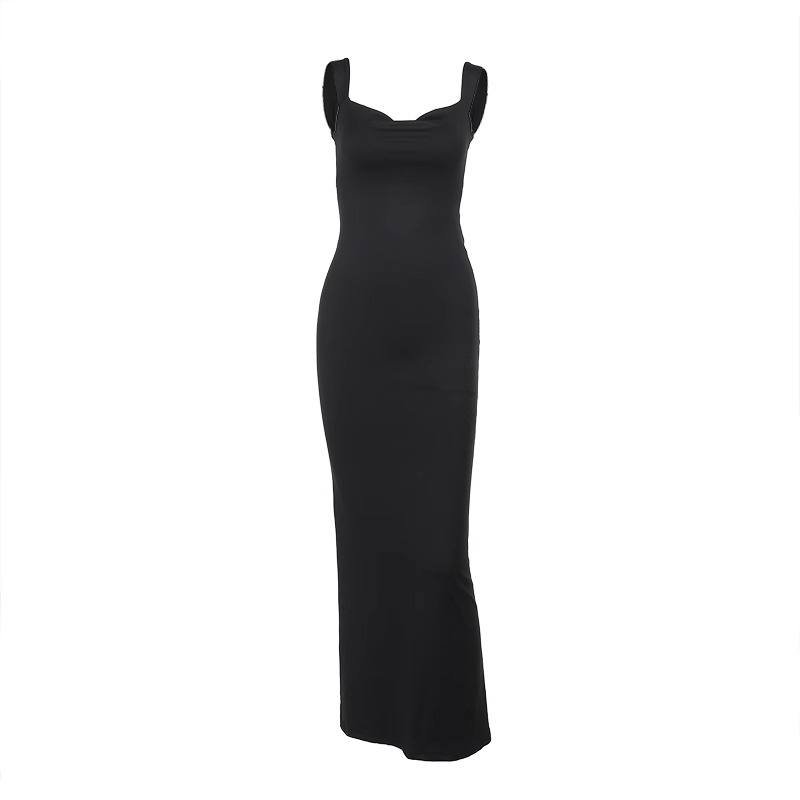 Sexy Black Bow Backless Spaghetti Straps Long  Birthday Dress Holiday Dress YM2223