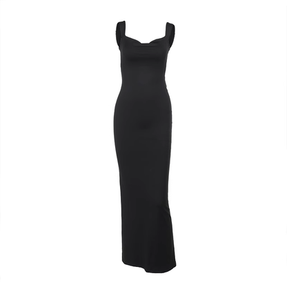 Sexy Black Bow Backless Spaghetti Straps Long  Birthday Dress Holiday Dress YM2223