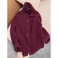 Retro Stand Collar Bouclé Knitted Cardigan Thickened Sweater Jacket YM1849
