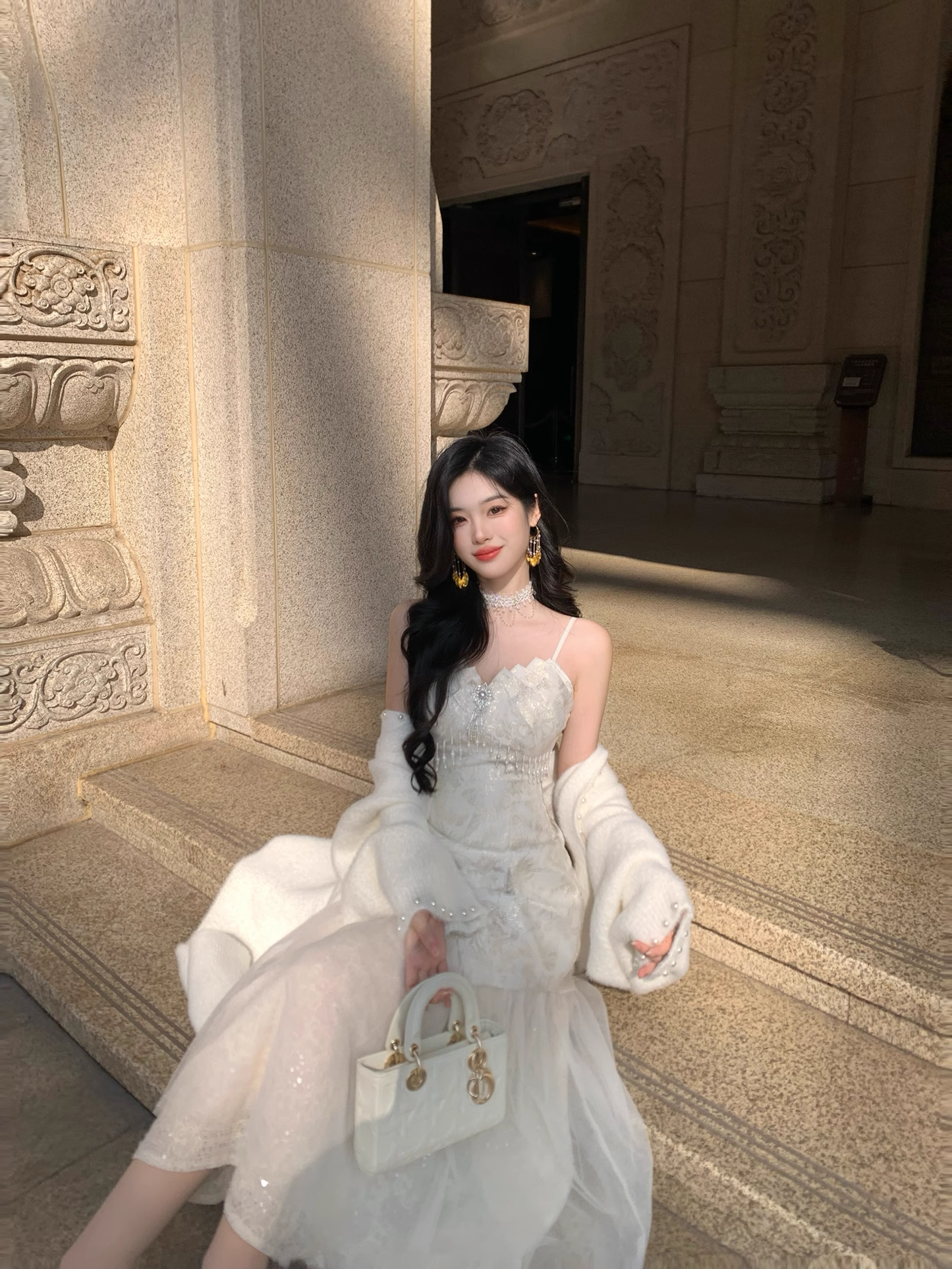 Elegant Spaghetti Straps Jacquard Prom Dress Tulle Satin Party Dress YM2052