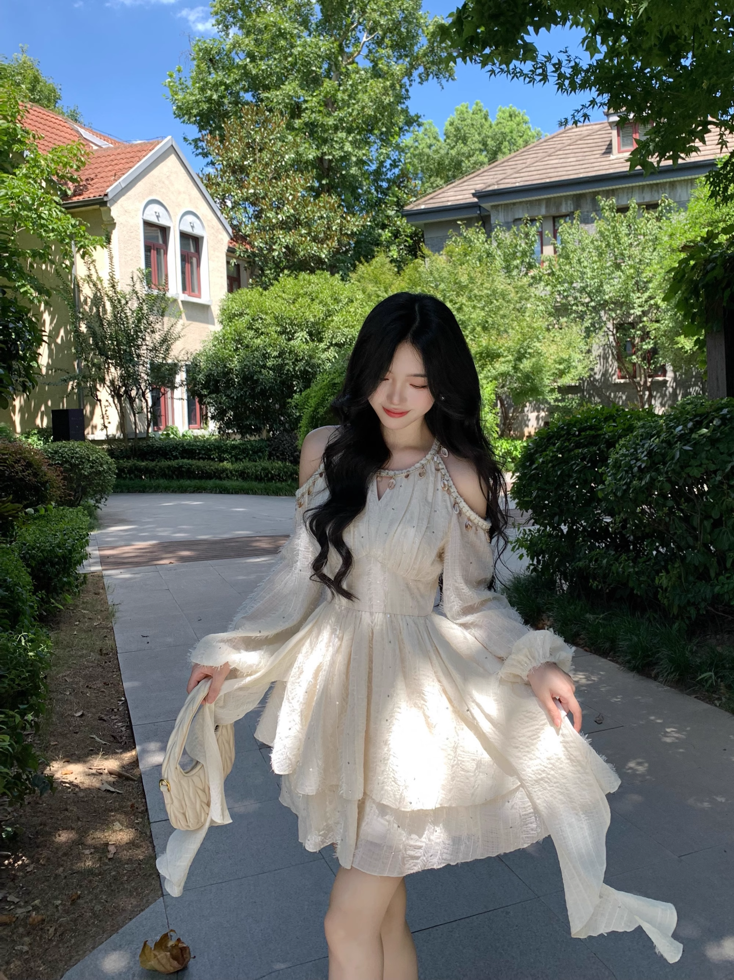 Off-Shoulder Sequin Sweet Retro Temperament Mini Party Dress YM2041