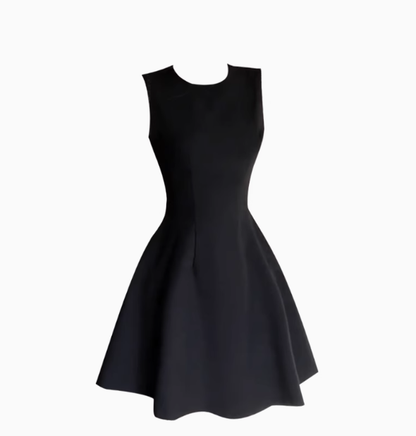 Simple Sleeveless Black A-Line Short Dress Vacation Dress YM2165