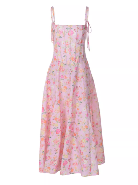 Summer new floral suspender dress YM1398