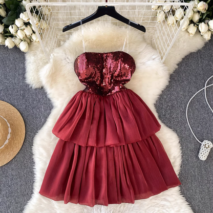 A-line Red Party Short Dress  YM344