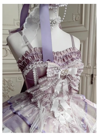 Purple Fantasy Lolita Evening Dress Birthday Adult Ceremony Short Lolita Princess Dress YM2156