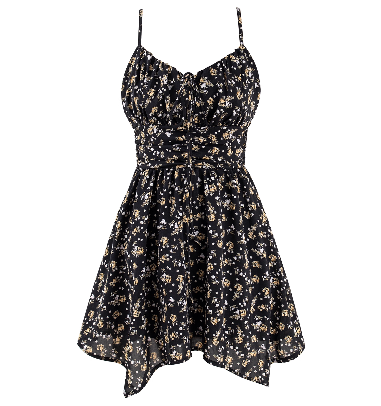 Black Floral Dress For Women, Irregular Short Dress, Hot Girl Waist Suspender Dress YM2319