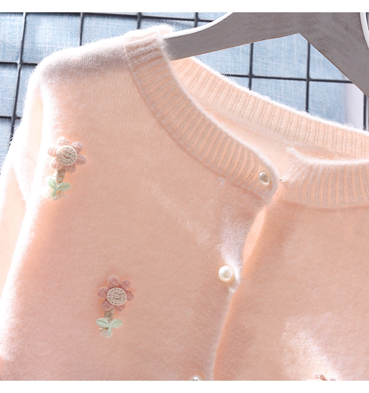 Sweet Short Sweater Jacket New Style Pink Outer Long-Sleeved Knitted Cardigan YM2360