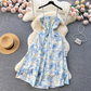 French retro oil painting sense print suspender dress women summer dress , YM167