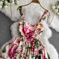 Retro summer fashion sleeveless backless printed a-line dress YM1061