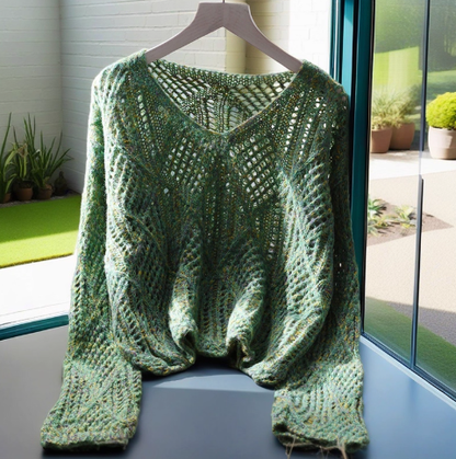 Purple Hollow Thin Pullover New Sweater YM2351