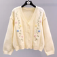 women's embroidered flower sweater jacket YM645