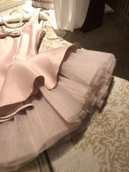 Sweet Pink Satin A Line Short Birthday Dress Homecoming Dress YM2068