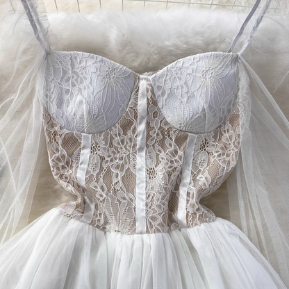 Long-sleeve square neck mesh stitching waist a-line fluffy princess dress summer dress, YM261