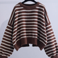 women's spring and autumn striped sweater loose lazy style knitted sweater YM371