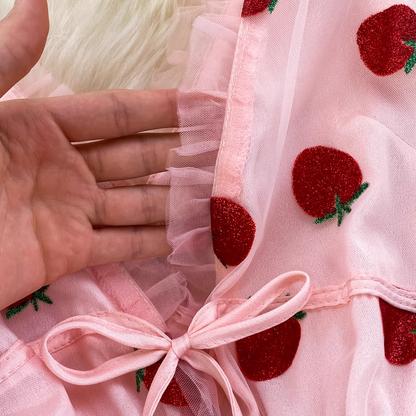 Strawberry V Neck Tulle Summer Dress ,YM222