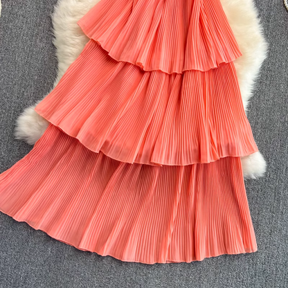 Off-the-shoulder strapless sweet ruffle maxi dress ,YM212