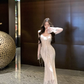 White Lace Splicing Dress Women's Long Mermaid Dress YM1816