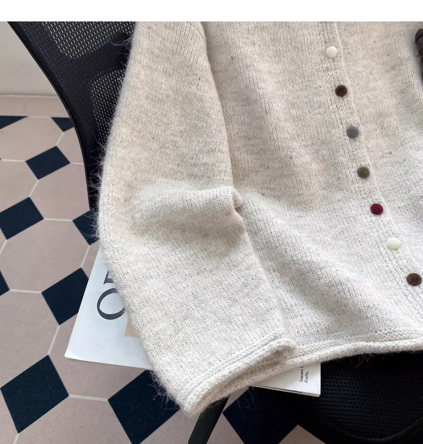 Beige Crew Neck Cardigan Sweater YM2450