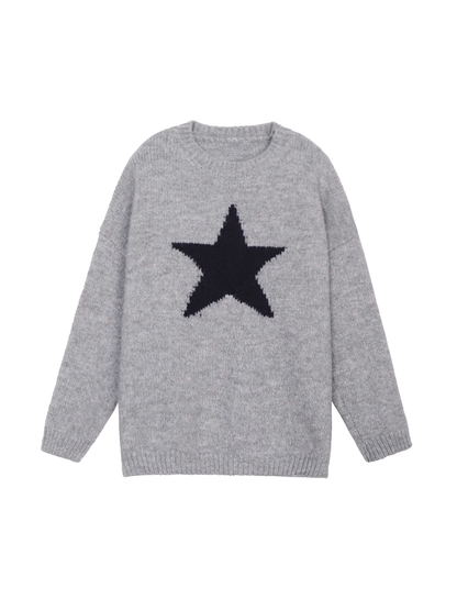 Round neck gray pullover star knitted sweater for women in autumn and winter  YM872