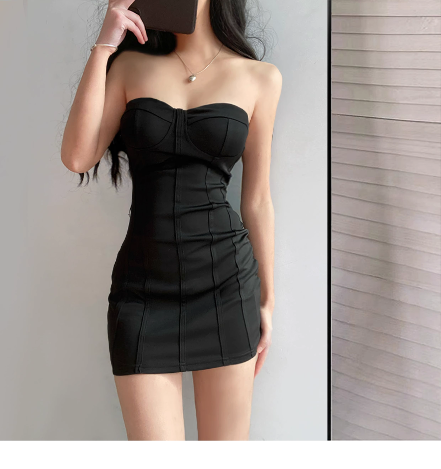 Sexy Strapless Black Sheath Short Party Dress Cocktail Dress  YM2192