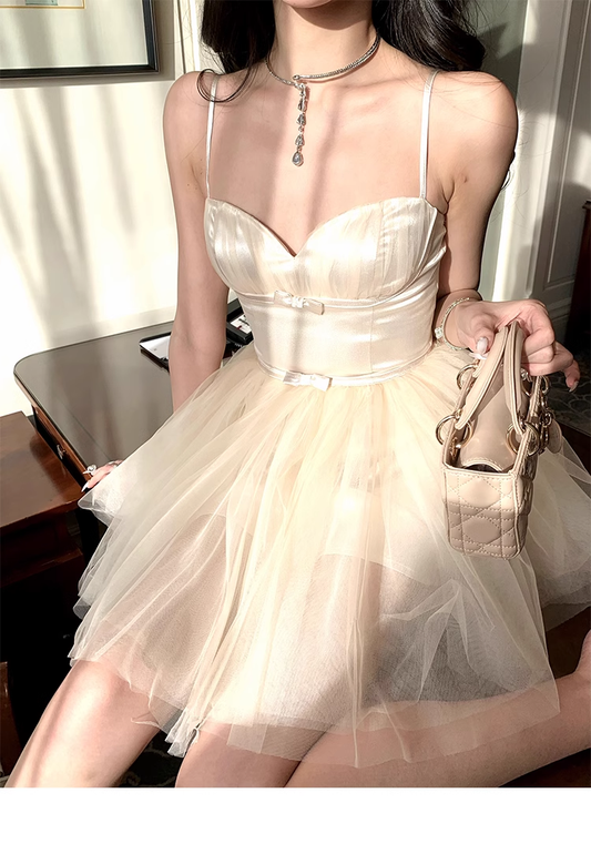 Simple Straps Tulle Princess Prom Dress Birthday Party Outfits YM1998