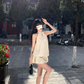 Apricot Halter Backless Short Prom Dress Birthday Outfits YM2013