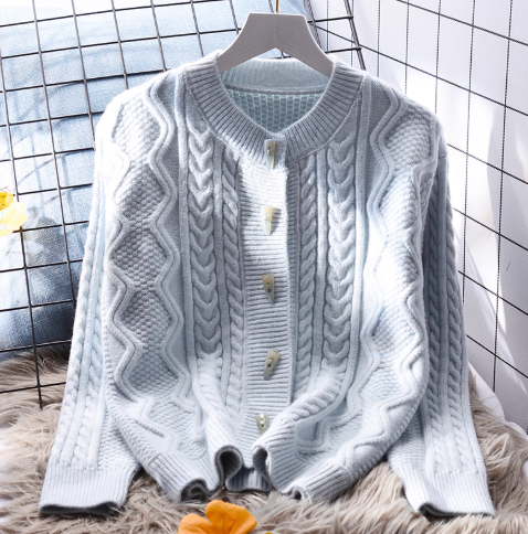 Cute Yellow Short Sweater Jacket Women's Soft Knitted Cardigan YM2358