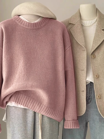 Crewneck sweater with knitted cardigan underneath YM1875