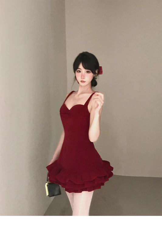 Tutu Dress New Style Birthday Date Exquisite Little Burgundy Dress YM1979