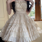 Sweet And Gentle Bow Print Gold-Stamped Cake Tutu Dress Birthday Party Dress YM2048