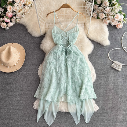 Sleeveless irregular A-line chiffon dress YM278