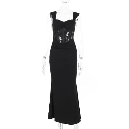 Pretty Black Lace Mermaid Long Party Dress Birthday Dress YM2216