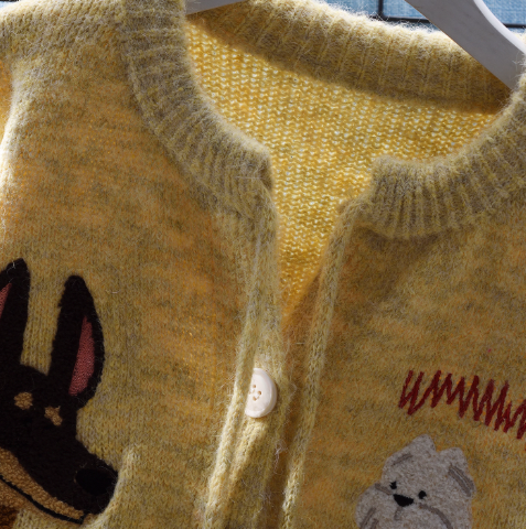 Yellow Round Neck Small Fresh Sweater Cardigan Loose Autumn New Knitted Sweater YM2353