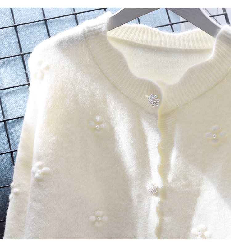 Purple Sweater Coat New Beaded Soft Knitted Cardigan YM2357