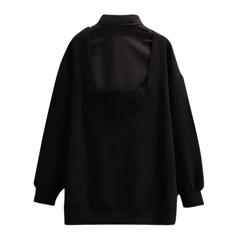 Gray Polo Collar Knitted Sweater For Women Autumn Loose Versatile Design Sweater YM2295
