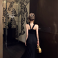 Gorgeous Halter Sleeveless Black Long Party Dress Birthday Dress YM1819