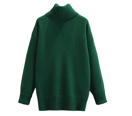 Green Women's Autumn New Thickened Turtleneck Sweater YM2291