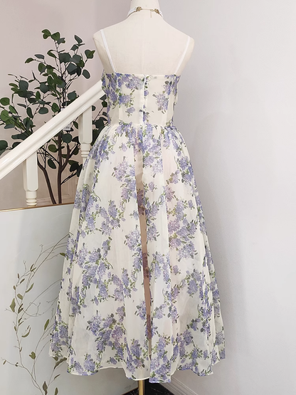 New Arrival Hepburn Style Floral A Line Pleated Party Dress YM2099