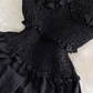 Bubble Short Sleeve Bowknot Square Neck Slit A-Line Dress , YM276