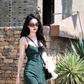 Green Suspender Party Dress Holiday Floral Dress YM1799
