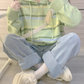 Striped Zipper Cardigan Hooded Knitted Autumn Winter Sweater Jacket YM357