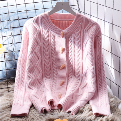 Cute Yellow Short Sweater Jacket Women's Soft Knitted Cardigan YM2358