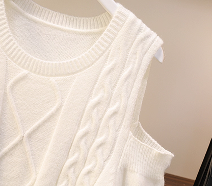 White Loose Pullover Off-the-Shoulder Knit Sweater YM2289