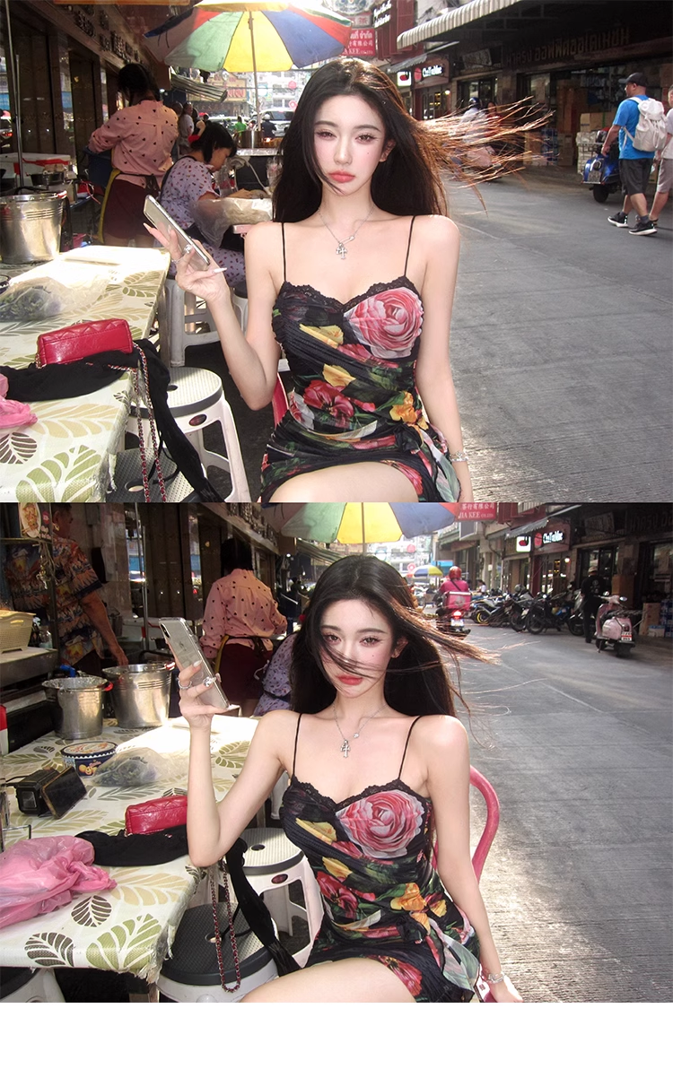 Pretty Straps Florals Party Dress Sexy Mini Cocktail Dress YM1984