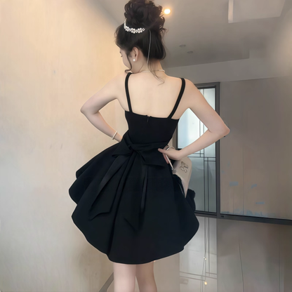 Fashion Women's Black Straps A Line Bow Short Birthday Outfits YM2227