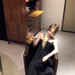 Gorgeous Halter Sleeveless Black Long Party Dress Birthday Dress YM1819