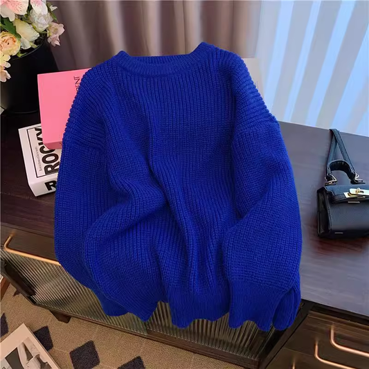 simple blue thickened sweater YM864