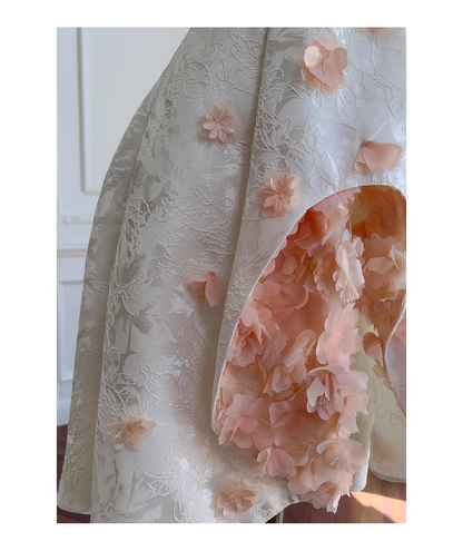 Sexy Suspender Flower Strapless Birthday Dress Jacquard Irregular Banquet Dress YM2120