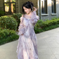 Purple Fairy-Like Ruffle Long-Sleeve Prom Dress Off The Shoulder Party Dress YM2043
